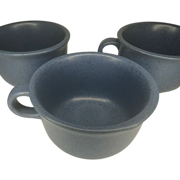 Set Of 3 Dansk Mesa Blue Coffee Tea Cup Mugs 4" Portugal Danish Modern - Picture 3 of 14